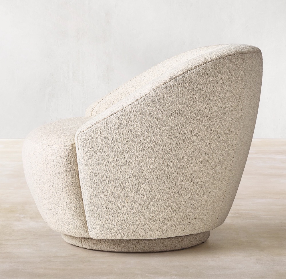 Modern Boucle Fabric Lecco Swivel Chair for home