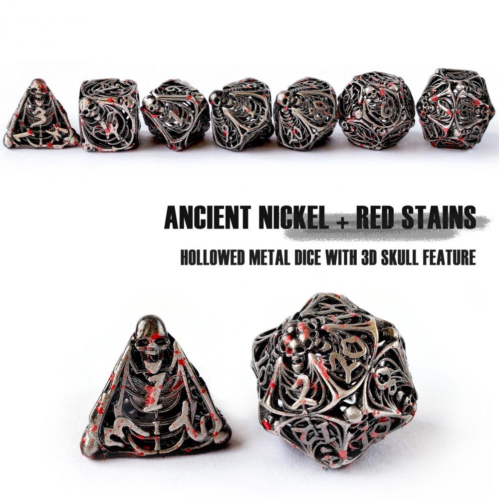 Ancient Nickle Blood Stained Skull Dice