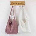 Women Corduroy Shoulder Bag Canvas Cloth Fabric Handbag Solid Casual Tote Ladies Eco Shopping Bags College Students Books Bag