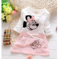 Baby Dress 2018 New Children Splicing Baby Dresses Long Sleeve Minnie Print Pattern Baby 100% Bure Cotton Dress