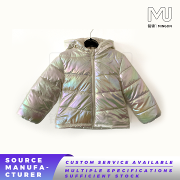 Kids Iridescent Holographic Hooded Puffer Jacket