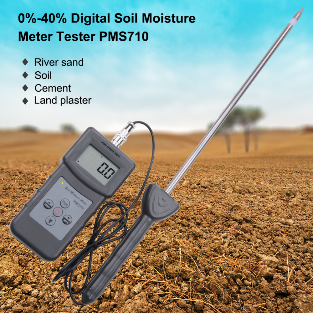 Yieryi Portable Digital PMS710 Soil Moisture Meter Probe Soil Moisture Analyzer for Concrete, River Sand, Soil, Gypsum Powder