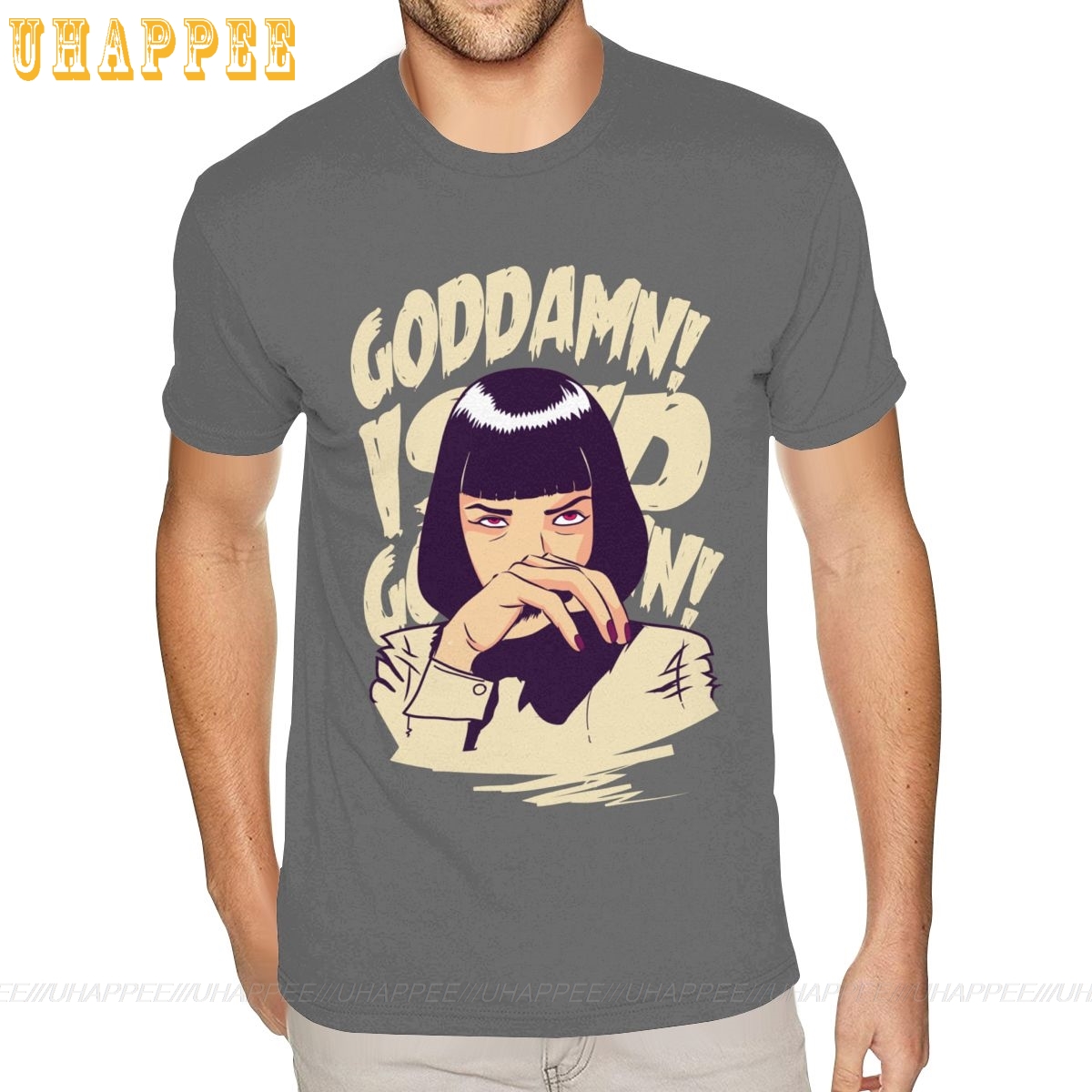 Movie Pulp Fiction Quentin Tarantino Teeshirts Young Guy Fitness Shirt for Men Short Sleeved Brands Designer Unique Apparel