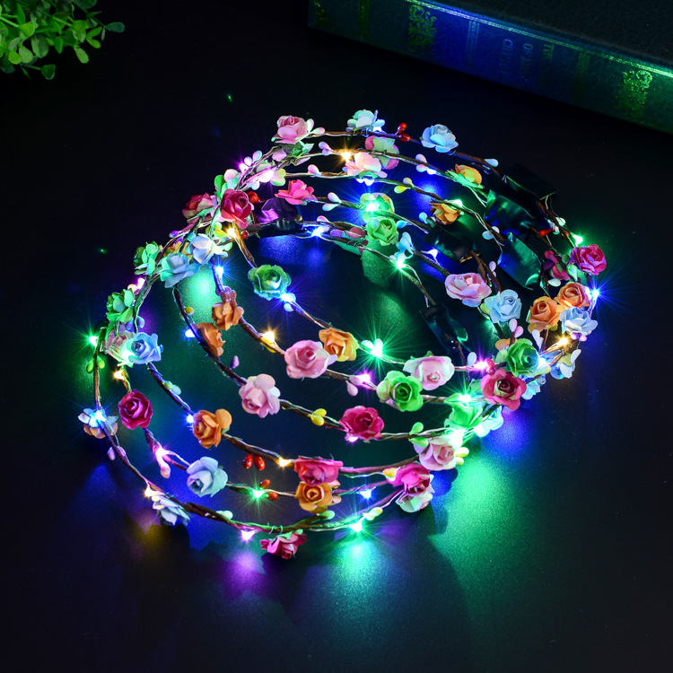 1pc Glowing Light Garland Headband Hair Accessories Bridal Wreath LED Headwear Princess Hairbands Wedding Party Birthday Gift