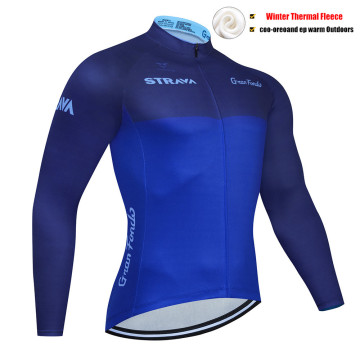 Winter Cycling Jersey STRAVA Thermal Fleece Cycling Clothing Long Sleeve Bicycle Wear Bike Clothing Invierno Maillot Ciclismo