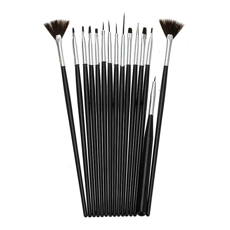 15PCS/Set Professional Face Body Paint Brushes Nylon Hair Painting Nail Brush Set Plastic Handle Drawing Brushes Art Tools Kit