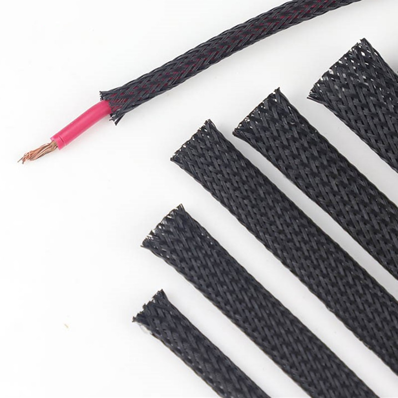 5 size*1M Cable Sleeve Black Insulated Braided Sleeve Auto Wire Harnessing High Density Sheathing 4/6/8/10/12MM