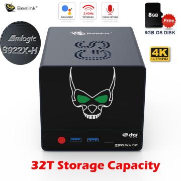 Beelink NAS Android TV Box 4GB 64GB DDR4 Amlogic S922X-H Android 9.0 Linux Voice Remote 2.4G Wifi 4K 75fps GS KING X Set Top Box