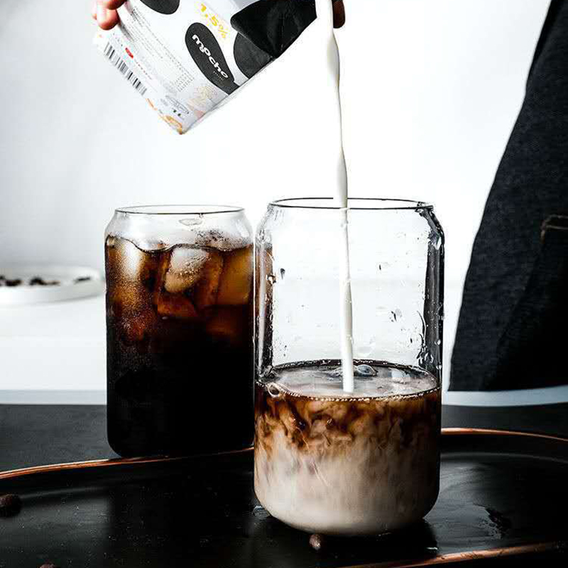 Duolvqi Creative Can Shape Tea Juice Milk Glass Cup Coffee Mug Wine Glass Drink Cup High Borosilicate Glass Drinkware Durable