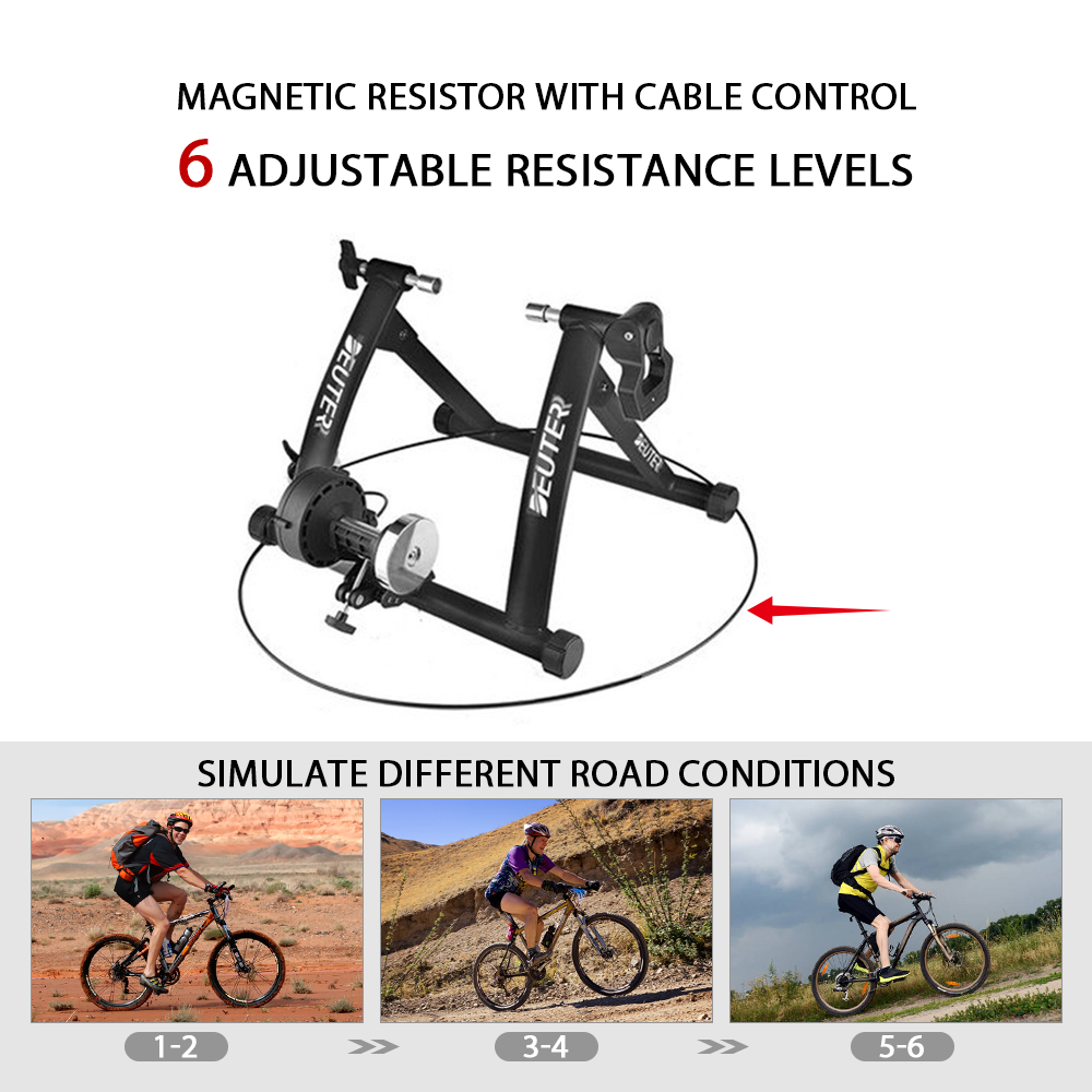 Bike Trainer Stand with 6 Resistance Levels Cycling Rack Indoor Bicycle Exercise Training Stand for 26-28 Inch Bike Tires