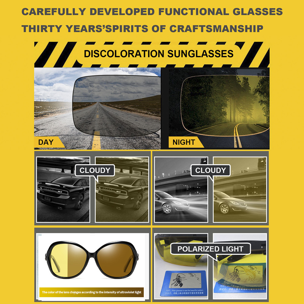 Rhinestone Vision Nocturna Women Night Vision Glasses Polarized Anti-Glare Lens Yellow Sunglasses Driving Night Vision Goggles