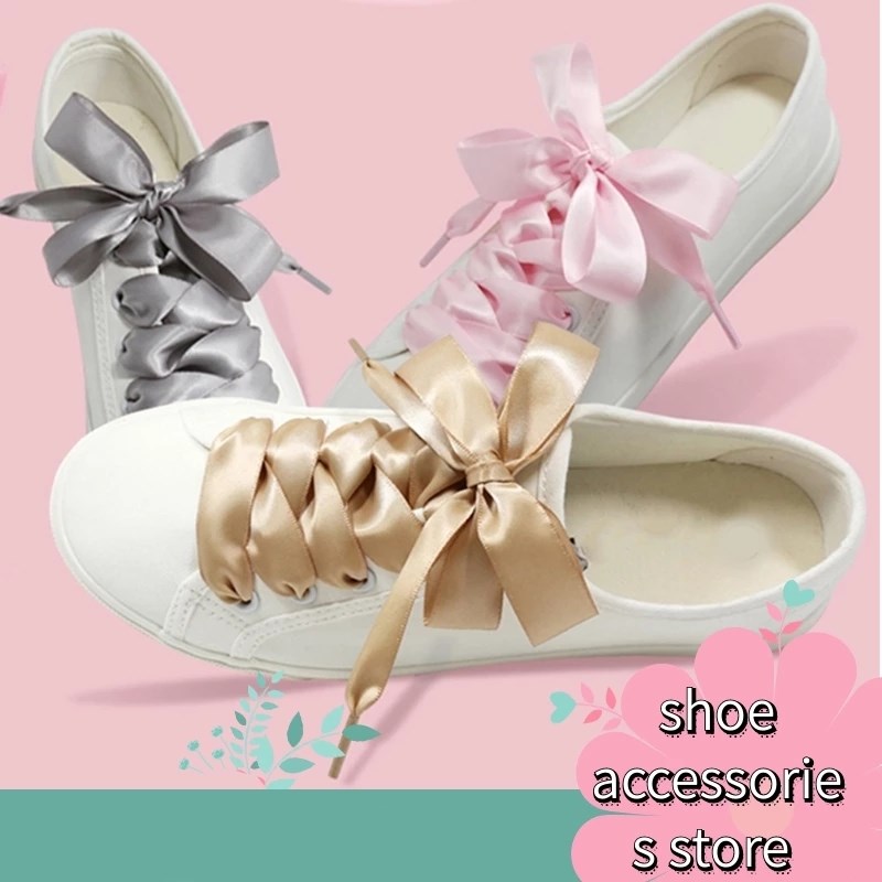 1Pair 2cm Width 80CM Flat Satin Silk Ribbon Shoelaces Polyester Shoe Laces Sneaker Sport Shoes Lace Strings