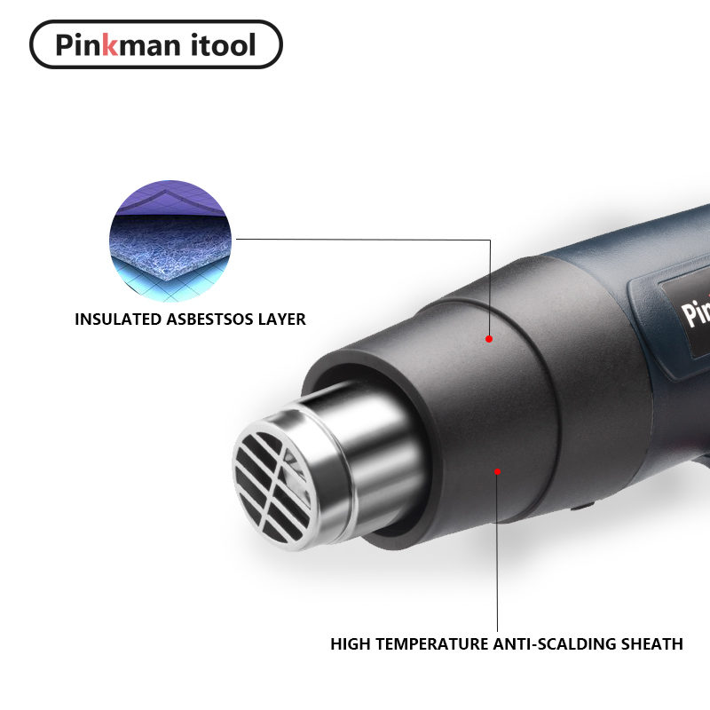 Pinkman Heat Gun Heat Gun 2000W Electric Hot Air Gun Variable 2 Temperatures Industrial Power Tool With Four Nozzle Attachment