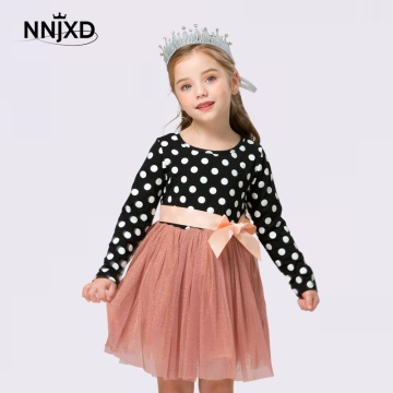 2 7T Girl Dress Princess Autumn Winter Long Sleeve Polka Dots Kids Dresses For Baby Girls Casual Holiday Party Clothes Infantil