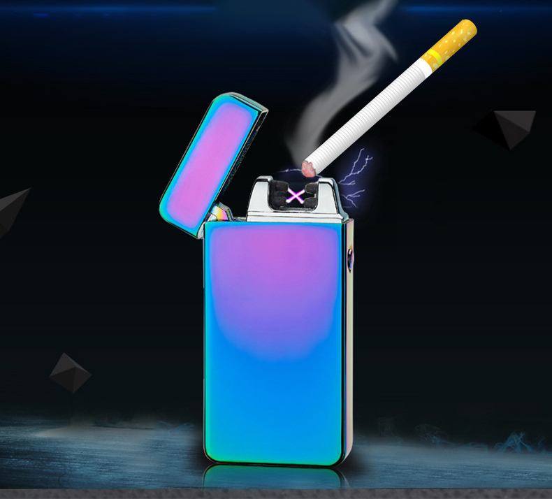 Plasma Lighter Free Laser Logo Flip up Lighter Usb Cigarette Lighter Windproof Double Arc Electronic Lighter For Smoking