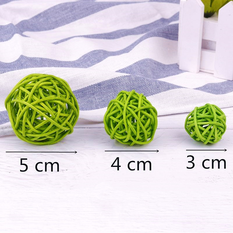12 Pcs 3~5 Cm Mixed Color 3 Kind of Size Wicker Sepak Takraw DIY craft Home Decoration Cane Ball Winter Wonderland Decorations