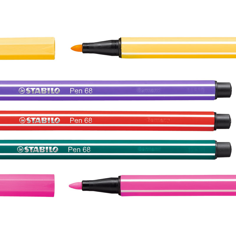 Stabilo Watercolor Pen 40 Colors 1mm Felt Tip Art Marker Fibre Tip Iron Box Washable for Artist, Kids Stabilo 68