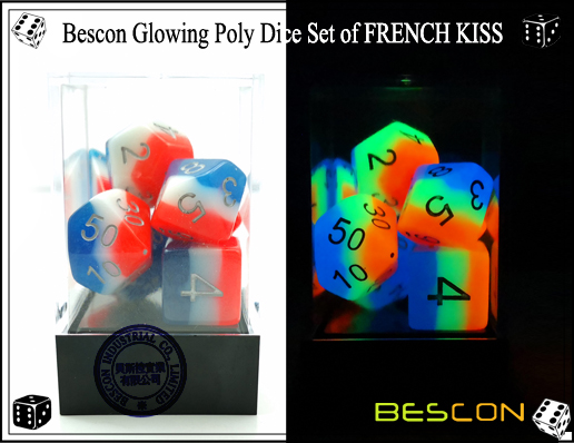 Bescon Glowing Poly Dice Set of FRENCH KISS-8