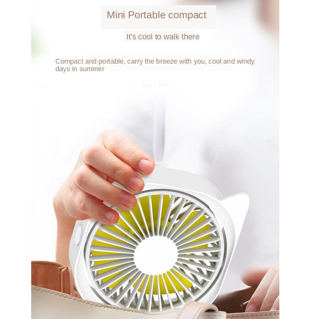 Mini Quiet USB Fan Portable Desktop Air Cooler Cute Cat Shaped 360 Degree Rotation Personal Electric Cooling Fan Office Home