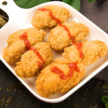 Fried chicken mid-wings wrapped in flour