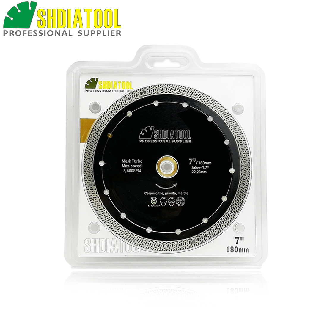SHDIATOOL 1pc Dia 7" Hot pressed sintered Mesh Turbo Diamond Saw blade 180mm Dry or Wet Cutting Disc for Stone Hard material