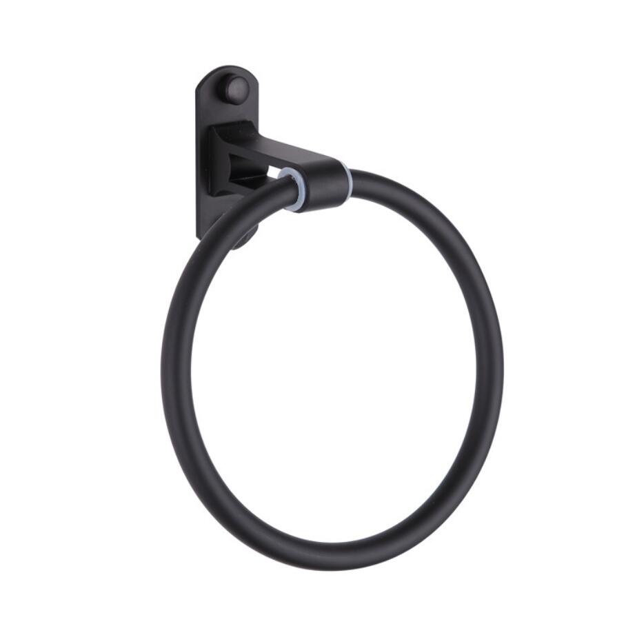 2018 Modern Design Black Towel Rings Towel Holder Round Wall-Mounted Towel Rack Bathroom Accessories Hardware