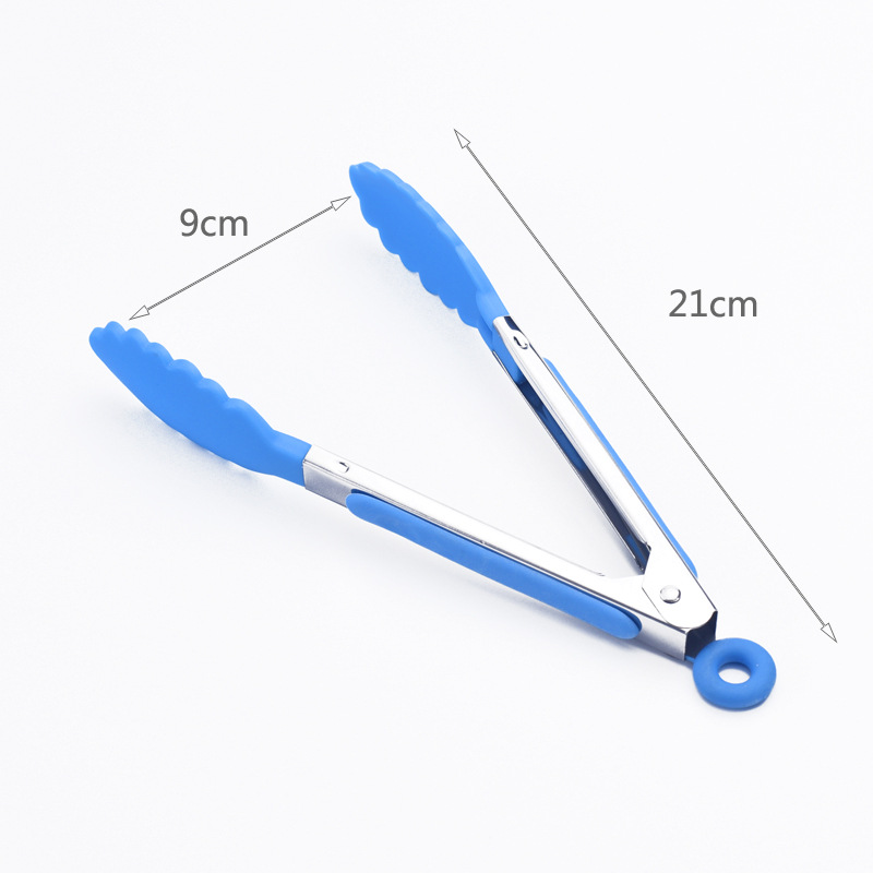 8 Inch Silicone BBQ Grilling Tong Salad Bread Serving Tong Non-Stick Kitchen Barbecue Grilling Cooking Tong with Joint Lock