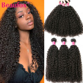 Beaufox 1/3/4 Kinky Curly Hair Bundles Brazilian Hair Weave Bundles Remy Curly Human Hair Bundles 8-30 Inches Hair Extensions
