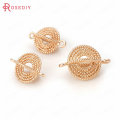 10PCS 16x10MM 19x12MM 24K Champagne Gold Color Plated Brass 3D Round Charms Connector High Quality Diy Jewelry Accessories