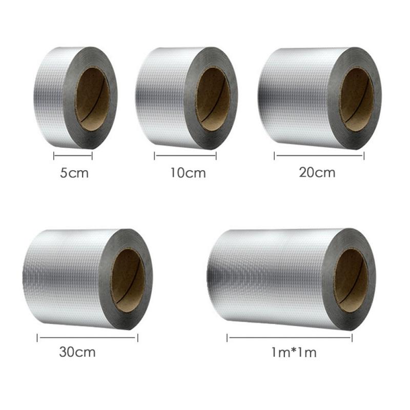 3M/5M Aluminum Foil Butyl Rubber Tape Self Adhesive High Temperature Resistance Waterproof For Roof Pipe Repair Stop Leak Tape