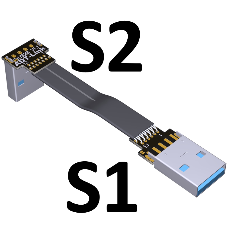 USB Ribbon Cable Flat EMI shielding FPC Extension Cable USB 3.0 90 degree Connector up and downward 5cm-3m Length customization