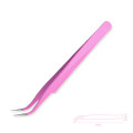 2Pcs/Set Picking Tool Pink Stainless Steel Eyelash Extension Curved Straight Tip Nippers Tweezer Nail Tool Beauty Eye Makeup