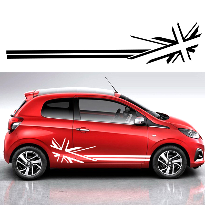 For Peugeot 107 & 108 019 207 & 208 Union Jack flag racing stripes graphics stickers decals Car Styling DA-0y2