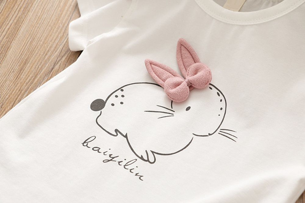 2019 New children Baby Girls clothes Sets Kids Baby Girl Cartoon rabbit Bunny shirt Tops Princess dress Tulle Dress Clothes Set