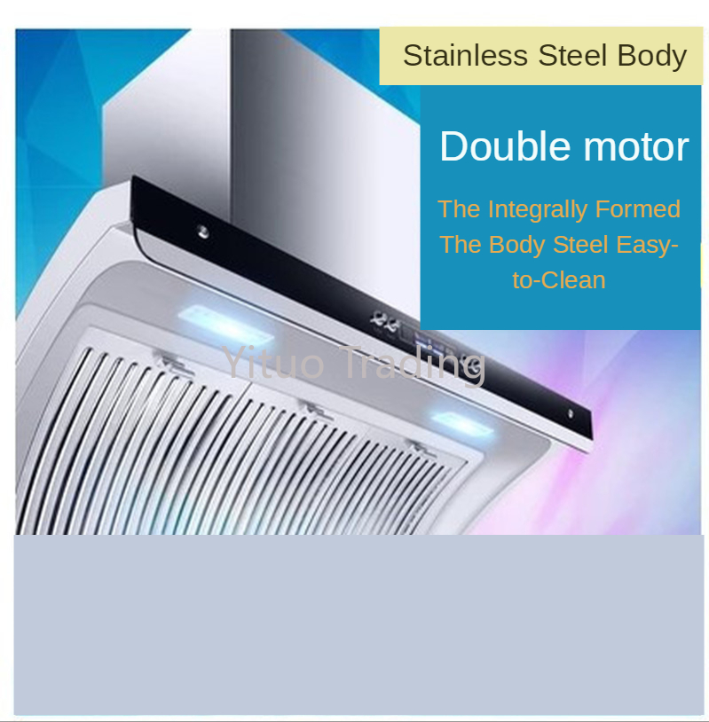 A Side Suction Type Range Hood Integrated Household Double Motor Rental House Smoke Machine Automatic Cleaning and Suction