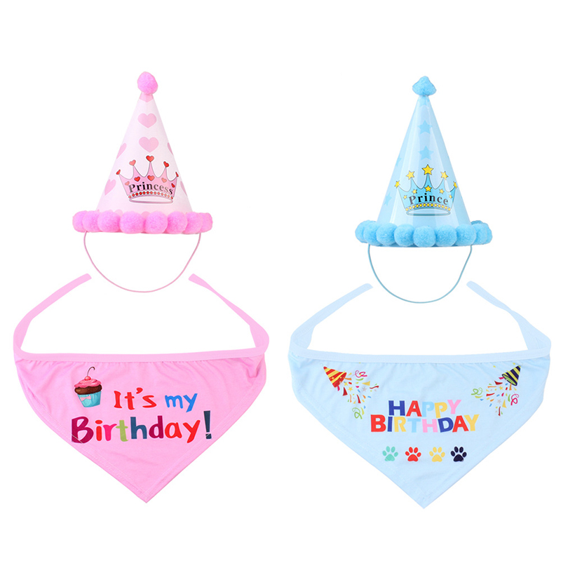 2Pcs/set New Dog Birthday Hat Pet Birthday Party hat Animal Design Headwear Cap Dog First Birthday Pets Accessories