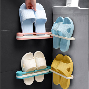 New Bathroom Slippers Rack Wall Mounted Shoe Organizer Rack Folding Slippers Holder Shoes Hanger Punch-free Storage Towel Racks