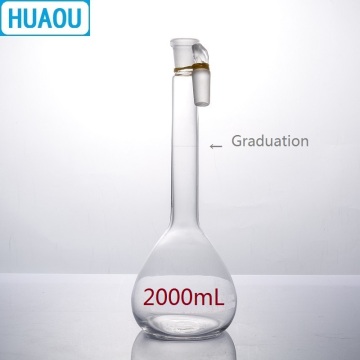 HUAOU 2000mL Volumetric Flask Class A Neutral Glass with one Graduation Mark and Glass Stopper Laboratory Chemistry Equipment