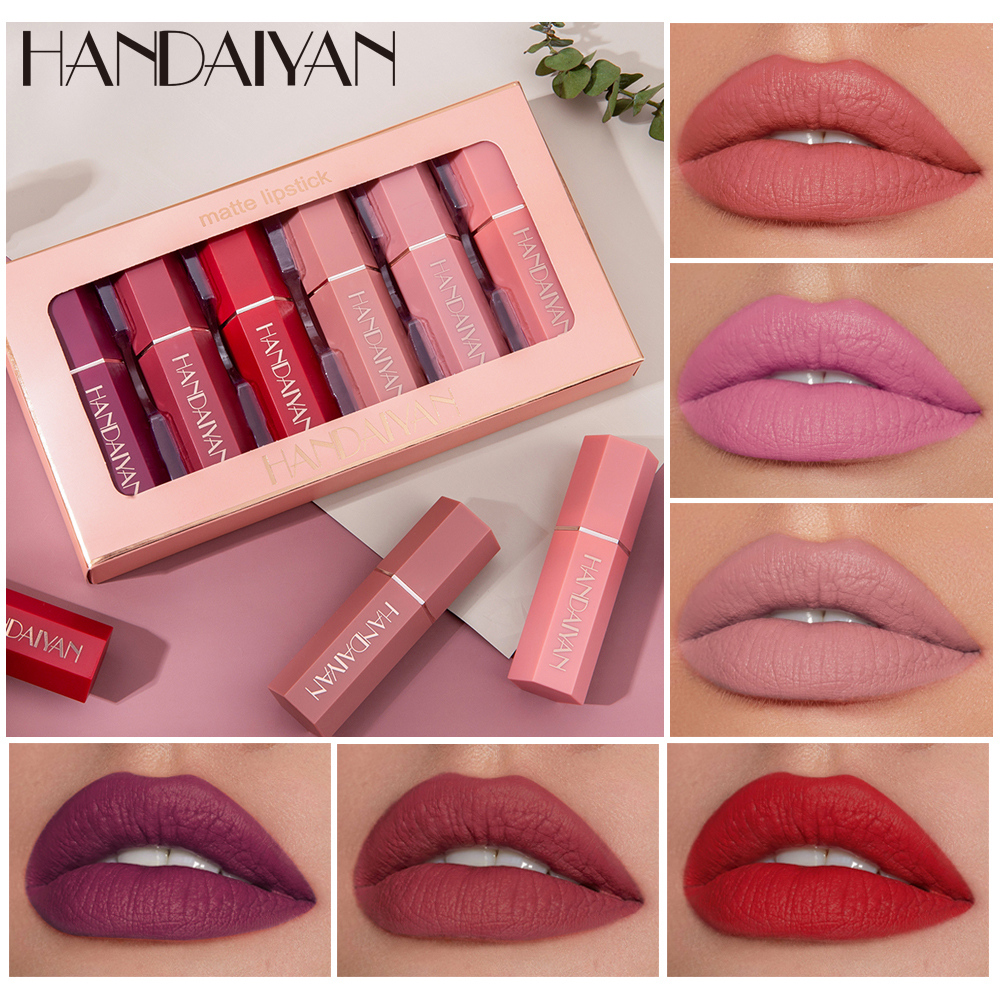 HANDAIYAN Lip Gloss Lightweight Matte Long Lasting Waterproof Velvet Lipstick Set Nourish Moisturizing Professional Lip Makeup