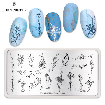 BORN PRETTY Simple Flowers Nail Stamping Plates Marble Geometric Nail Art Stamp Templates Polish Printing Stencils Texture-L010