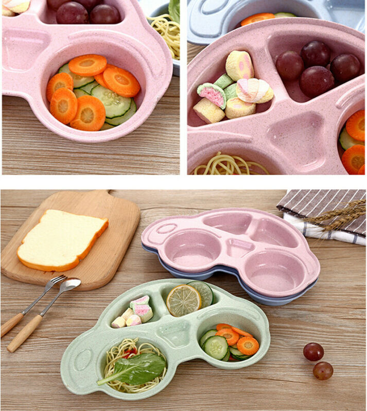 For Toddler Infant Baby Cartoon Dishes Food Plates Kids Dinnerware Tableware Tray