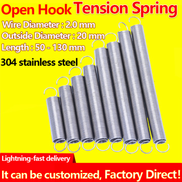 Coil Extension Spring S Hook Draught Spring Tension Spring Pullback Spring Wire Diameter 2.0mm Outer Diameter 20mm