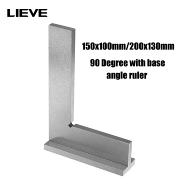 Right Angle Ruler High Accuracy Engineer Square Stainless Steel 90 Degree with Seat 150x100mm/ 200x130mm Measuring Ruler