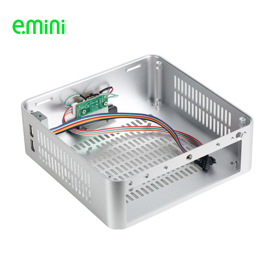 E.MINI H65S Mini ITX Computer Case Aluminum Desktop Server PC Chassis With Two USB2.0 For Office Support OEM