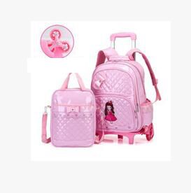 School Trolley backpack bag for girls kid's luggage Rolling Bags wheeled Backpacks for Girls School Bag On wheels for Children