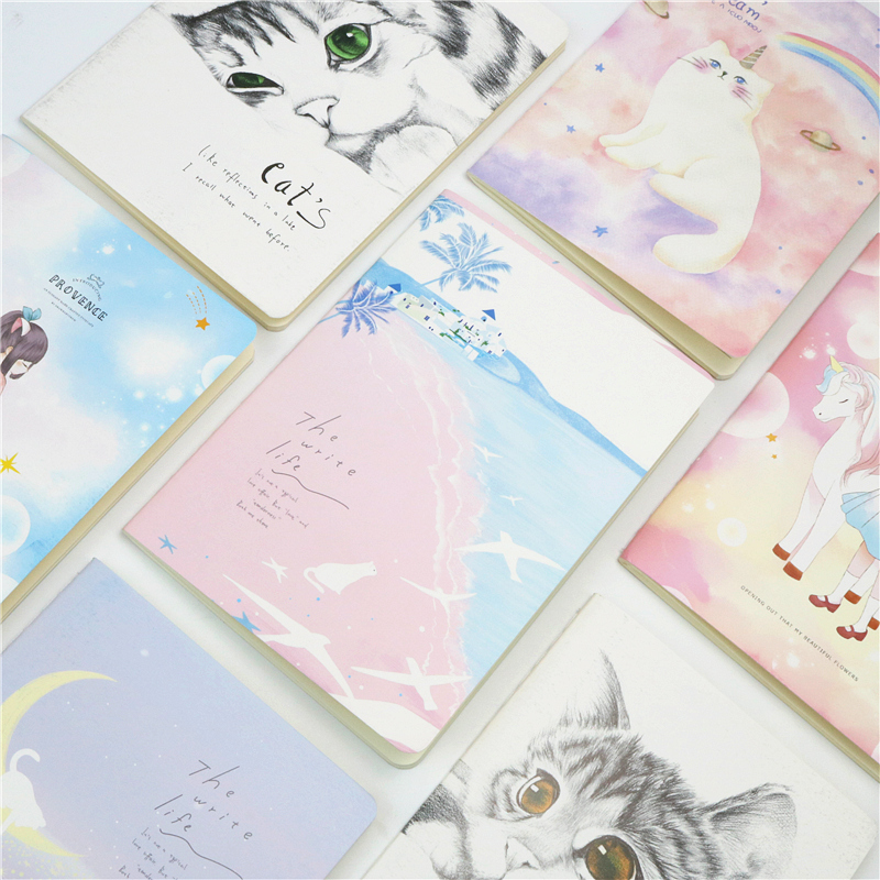 Cute animal student Notebook Horizontal light yellow inner page Note Book 34 sheets of paper