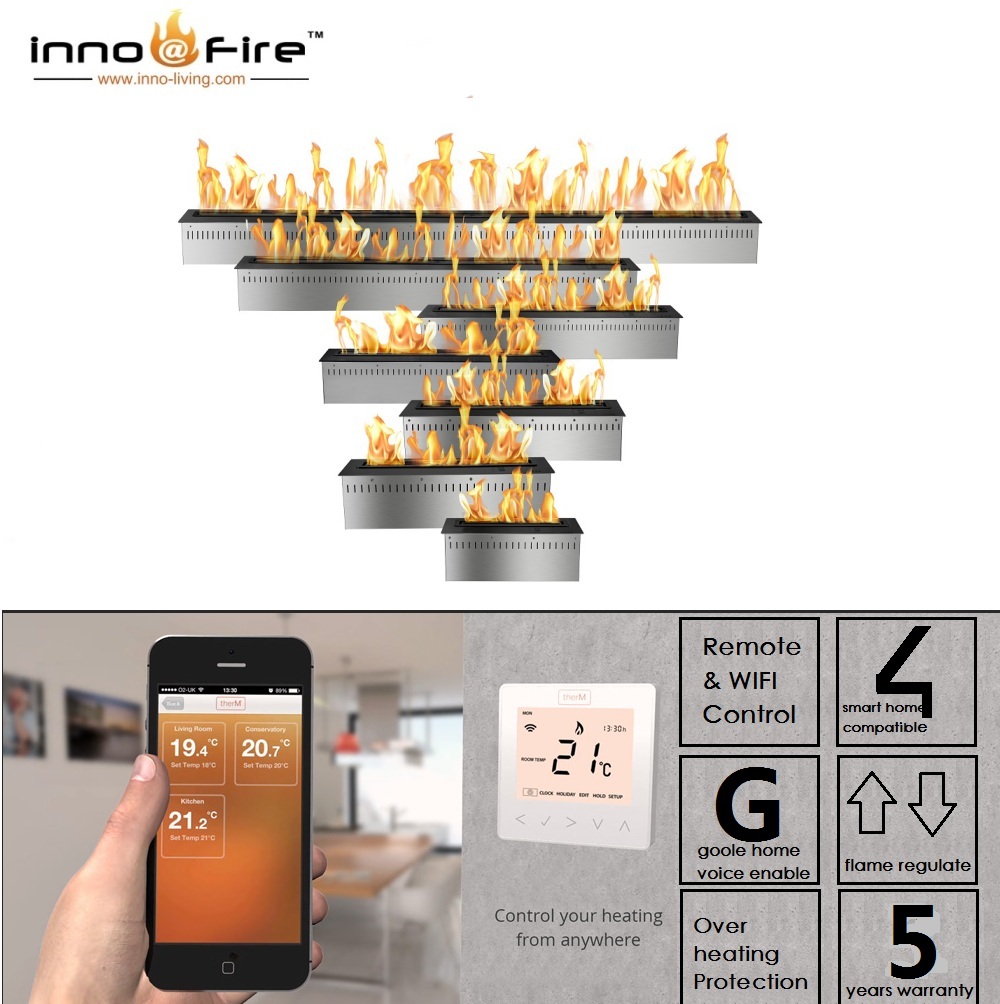 Inno-Fire 72 inch intelligent smart home decor electric chimeneas de bioetanol decorativas