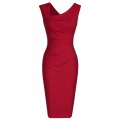 Women's Summer Retro Sleeveless Slim Business Pencil Dress Ladies Vintage Solid Color Sheath Cocktail Party Bodycon Dresses