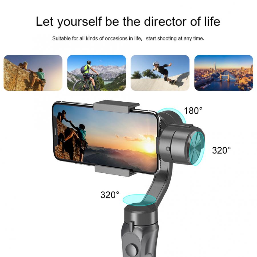 Handheld H4 3 Axis Gimbal Stabilizer Anti-shake Smartphone Stabilizer for Cellphone Action Camera for Vlogging Live Broadcast