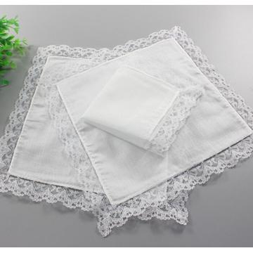 3PCS Novelty Wedding White Lace Handkerchief Cloth Women Handkerchief Table Napkin 100% Cotton Towels Thin Hanky guardanapo H06